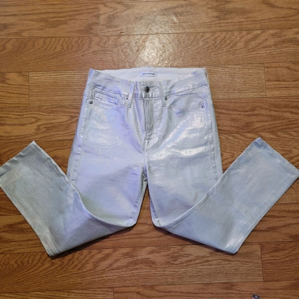 Good American 'Good Legs' Metallic Cropped Jeans - Picture 12 of 12